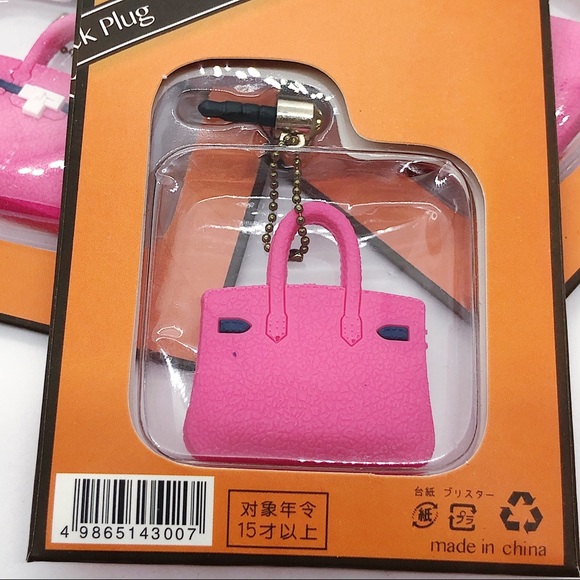 Pink Silicone Designer Purse Cell Phone Charm - Picture 3 of 3